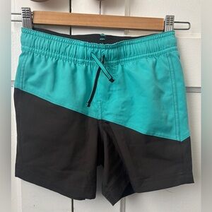 REI Aqua and Black Swim Trunks
